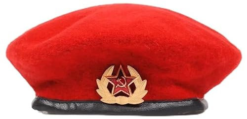 JZTDYPP Schiebermütze Herren Baskenmütze Der Russischen Armee Für Männer Und Frauen, Nationales Emblem, Baskenmütze, Hut Für Erwachsene, Verstellbare Hutkappen, Bone Garros, Rot, Einheitsgröße