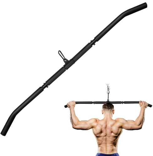 Topfinder Lat Pull Down Bar, Rotating Straight Bar Home Gym Cable Machine Attachment Pulldown Bicep Tricep Bar