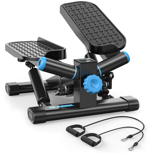 DLAEIOK Steppers for Exercise at Home, Twist Stepper with 350LBS Loading Capacity, Mini Stepper with Resistance Bands, Hydraulic Fitness Stair Stepper for Home with LCD Monitor