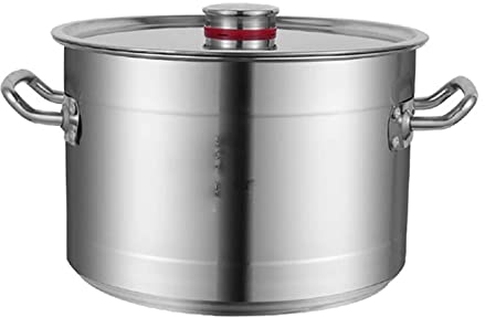 CRBUDY Olla de Sopa con Tapa, Olla de Sopa Grande y Gruesa de Acero Inoxidable con Tapa para Uso Comercial de Catering para Estufa de Gas/Cocina de inducción (Onecolor 15L)