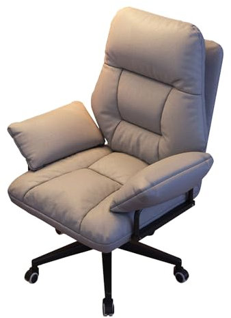 Lehnstuhl, ergonomischer Stuhl für Computer, weich gepolsterter Sitz, Arbeitszimmerstuhl, bequemer Bürostuhl mit Rollen, höhenverstellbar, Relaxstuhl (Farbe: Hellgrau, Größe: ohne)