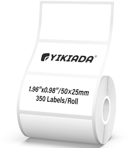 YIKIADA Weiß Thermo Etiketten 25 × 50 MM Vinyl Selbstklebend Rechteckig Wasserdicht Aufkleber Kompatibel mit M110/M220 350 Stück