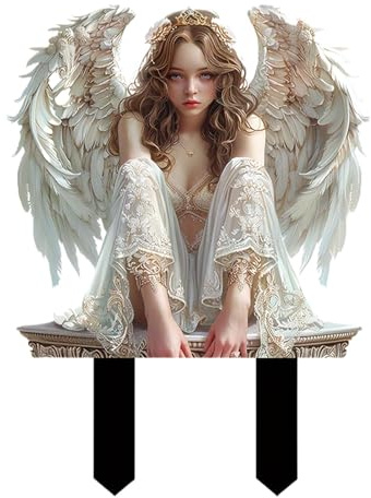 Engel-Gartenpfähle, Feen-Gartenpfähle, Gedenkengel für Topfpflanzen, Gedenkstatue 2D-Gedenkstatue exquisit dekorativ, wasserfest, für englischen Rasen