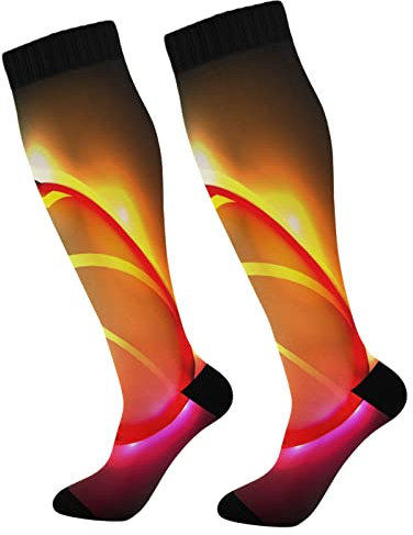 ODHHGDF Burning Basketball-Kompressionsstrümpfe für Damen und Herren, kniehohe Strümpfe für Sport, Laufen, Reisen, 1 Paar, Siehe Abbildung, Einheitsgröße