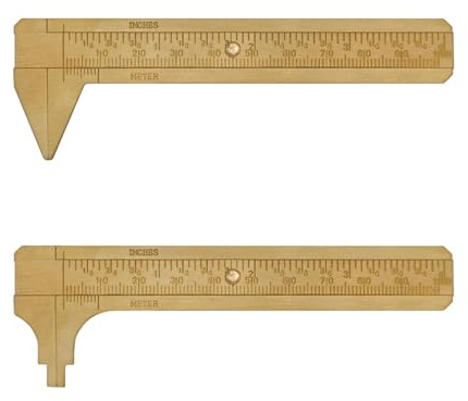 Flylin Brass Vernier Caliper 2Pcs, 100mm Sliding Gauge Double Scale | Pocket Handy Measuring Tool mm/inch, Digital Mini Ruler for Bead Wire Jewels Rings Measurement