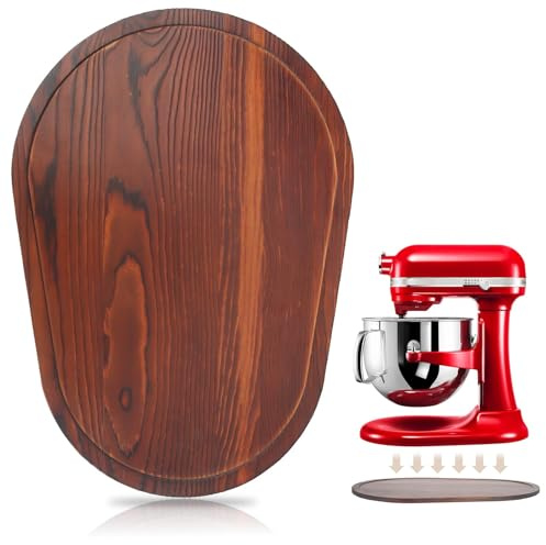 Mixer Slider Compatible with 5.5-8 QT Kitchen Aid Stand Mixers, Kitchen Countertop Storage Mover Sliding Caddy Mixer Slider Mat for Kitchen Aid Stand Mixer Accessories Attachment (Pine Wood - Brown)
