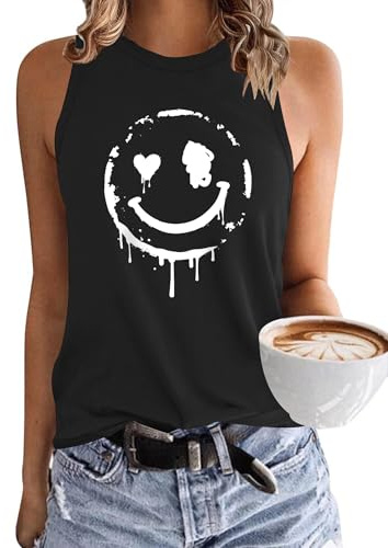 PLMOKEN Sommer Ärmellos Tank Top Damen Vest Rundhals Blusentop Elegantes