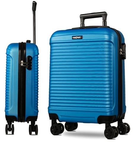NOWI® Las Palmas Koffer Klein: 55x40x20cm Leichter Hartschalenkoffer mit Rollen, 34L passend für Ryanair, Lufthansa & co. Kabinenkoffer, Hardcase Handgepäckskoffer (blau, M)