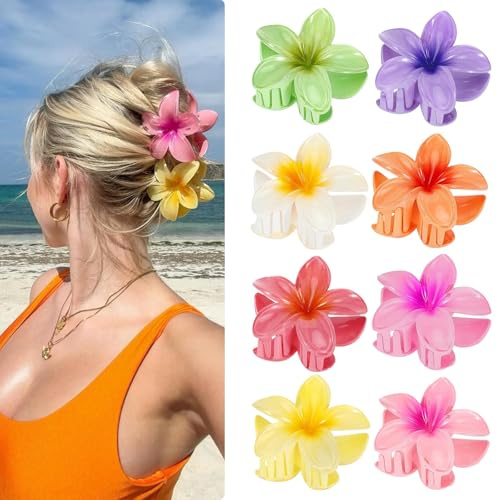 AUTOWNLUX 8 Stück Blumen Haarklammer Groß, Rutschfeste Haarklammer Blume, Flower Hair Clip, Blumenhaarklammern zum Fixieren von Haaren für Frauen Dick, Dünn Haar (8 cm)