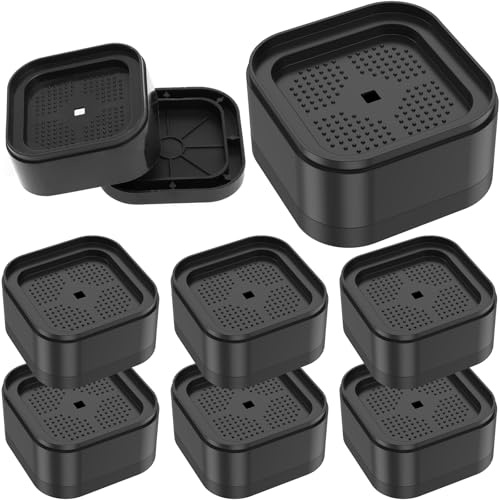 Alongen 8 PCS Bed Risers 1.38 inch,Stackable Furniture Risers with Nonslip Bottom Adjustable Table Risers Versatile Bed Raising Blocks for Table Desk Couch Chair Sofa Cabinet Bed Legs Black