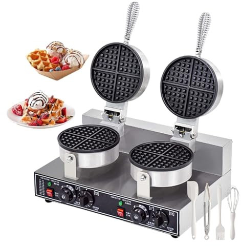 lilishangmao Piastra per Waffle All'uovo Professionale Maker 1200 W | Piastra per Waffle Elettrica Professionale - Piastre Antiaderenti, Riscaldamento con Termostato Regolabile, per Snack Bar/Hotel
