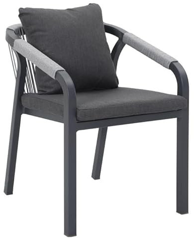 OUTLIV. Bordeaux Stapelsessel Aluminium Rope anthrazit dunkelgrau stapelbar witterungsbeständig inkl Kissen 59x62,5x74,5 cm