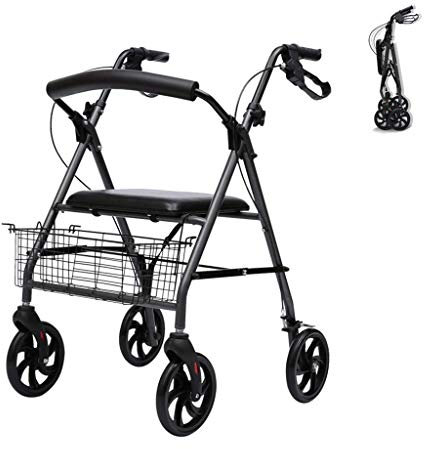 Rollator Pieghevole Rollator Walkers Rollator Walker Leggero Pieghevole Altezza Regolabile Deambulatore con Freni di bloccaggio Deambulatore per Mobilità con cestini per