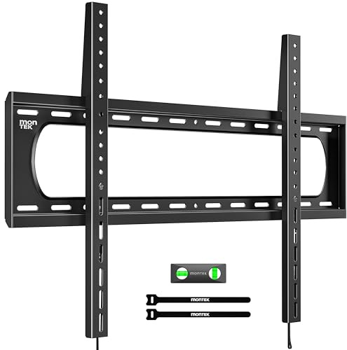monTEK Supporto fisso da parete per TV resistente per la maggior parte dei televisori piatti e curvi da 60-120 pollici, supporta fino a 136 kg, VESA max 900 x 600, ultra sottile da 1,3 pollici dalla