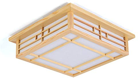 Wulimasun Japanische Deckenleuchte,220v Led Deckenleuchte Holz Kronleuchter Lampe Beleuchtung Deko Deckenlampen,Für Küche, Wohnzimmer, Schlafzimmer, Balkon, Bar,35 * 35cm