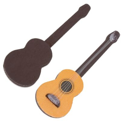 Kisangel 2 Chitarra Legno Pz Decorativi per Casa delle Accessori per Miniature e Decorazioni da Scrivania