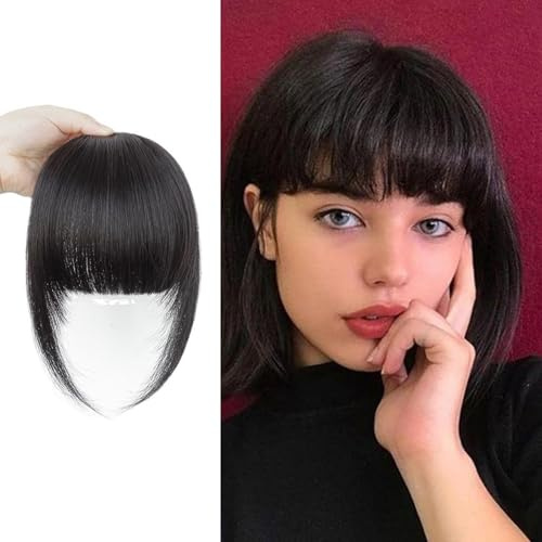 GIEEU 100% Echthaa Clip in Bangs für Frauen, Clip in Pony Echthaar mit Schläfen, Hitzebeständig, Leicht, Waschbar, für den Alltag, Hochzeiten, Partys