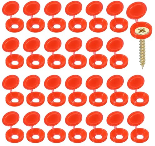 YELARXI Screw Snap Covers, M5 Plastic Hinged Screw Cover Caps Shutter Screws Fold Snap Washer - Fitting for (Windows/Railings/Home Furniture/Cabinets), 5mm & 120 Pack & Red