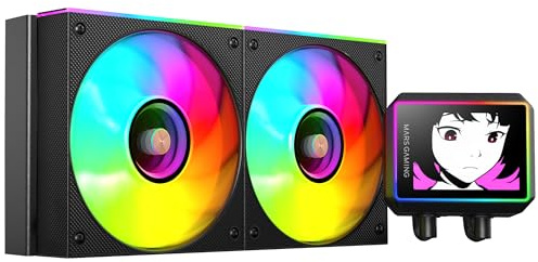 Mars Gaming ML-VISIONII240 Raffreddamento Liquido AIO 500W TDP, Schermo IPS 2,8 360º, Pompa 4ª Gen Opti-Chamber con Base in Rame e Microcanali, 2x Ventole 120mm ARGB Infinity Mirror, Nero