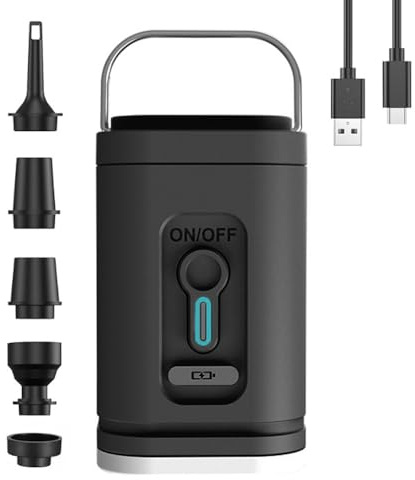 Pompa ad aria senza fili Compressore elettrico portatile con 5 ugelli Luce a LED per gonfiaggio Sgonfiaggio Materasso per piscina Materasso gonfiabile Anelli di nuoto Gonfiatore wireless ad alta