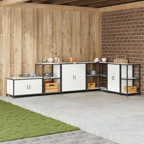 Mimdixy Aufbewahrungsschrank Backofenschrank Vorratsschrank,Küchenlageregal mit Regal mit Speicher Weiß Stahl,Für Wohnzimmer,Arbeitszimmer,Küche,Kann Schnell Zusammengebaut Werden