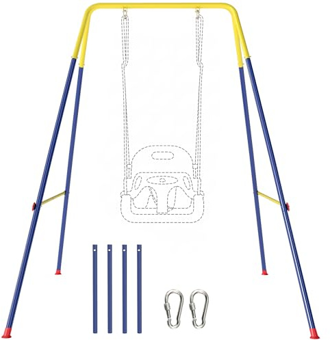 AIYAPLAY Struttura per Altalena da Giardino per Bambini, Struttura Altalena in Acciaio, Anti-UV, Impermeabile, Supporta 50kg, con 2 Ganci per Altalena a Nido, Altalena a U