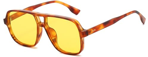 Long Keeper Retro Pilot Sonnenbrille Pilotenbrille Herren Damen Quadratisch Sonnenbrille Groß 70er Klassisch Eckige Pilot Retro Brille UV400