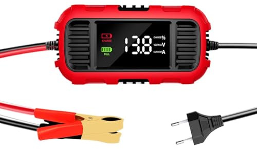 Caricabatterie per moto, Stylish, caricabatterie di mantenimento per moto – Easy Cleanness Effortless Stable Multipurpose 12V Caricabatterie per auto per auto, caricabatterie intelligente con digitale