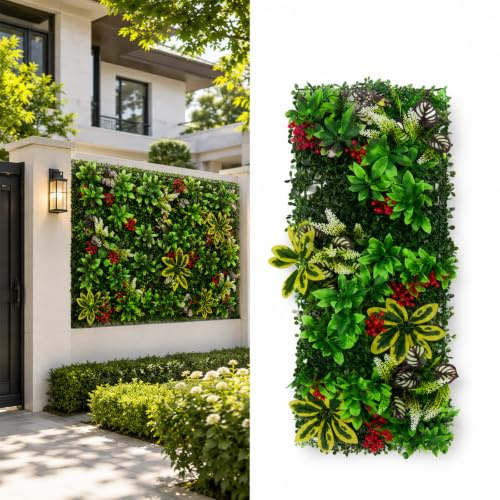 Normodic Pared vegetal artificial exterior 75x25cm, pared decorativa planta