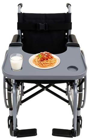 Plateau de table pour fauteuil roulant, table de fauteuil roulant, amovible, ABS, 50 kg, 58 × 53 cm, capacité de charge totale, plateau en plastique pour fauteuils roulants, chaises et chaises de
