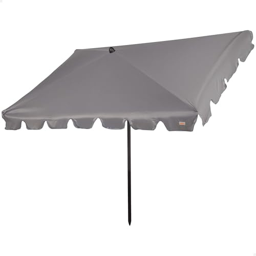AKTIVE Parasol rectangular con protección solar, 200x125 cm, Sombrilla para balcón y terraza, Mástil inclinable, Protección UV50 (61154)