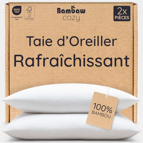 Bambaw Kissenbezug Bambus 40x80 cm, 2-er Pack, Anti Akne, antibakterielle und hypoallergene Bettwäsche, kühlende Bettwäsche Sommer, Bambus Kissenbezug 80x40 cm (Weiß)