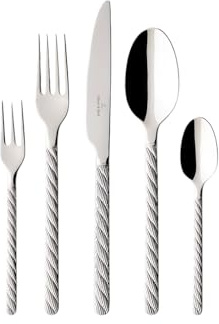 Villeroy & Boch - Montauk Besteckset 30-teilig Silber, Spülmaschinenfest, Besteck Set für 6 Personen, Besteckset Platin, Besteck, Edelstahl