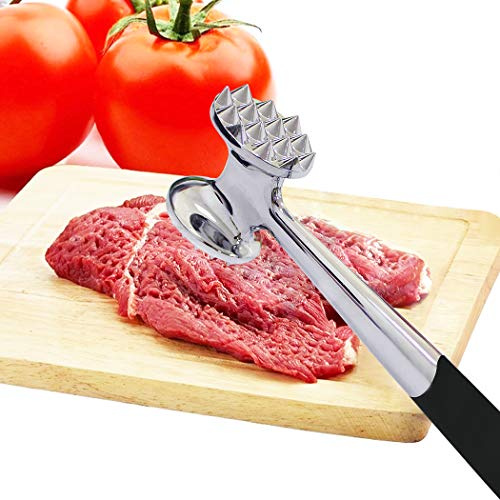 FUNRUI Heavy Duty Meat Hammer Tenderizer Metal Stainless Steel Steak Meat Pounder Mallet Double-Sided Restaurant Home Kitchen Tool, 25.8 cm