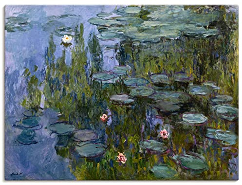 ARTLAND Wanddeko Leinwand Bilder Wandbild 60x45 cm Teich See Pflanzen Blumen Seerosen Nympheas 1918 Impressionismus Claude Monet T7DE