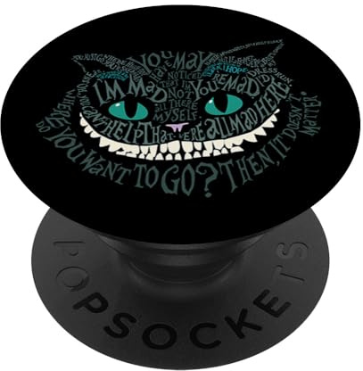 PopSocket PopGrip: Cheshire Alice Cat Wir sind alle verrückt hier Wunderland Ausziehbarer Sockel und Griff für Handys/Tablets mit Tauschbarem Top