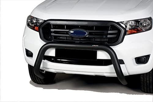 Schwarzer Frontbügel 76mm mit EG-Typengenehmigung kompatibel mit Ford Ranger (2012-2022) Frontschutzbügel Rammschutz Rammbügel
