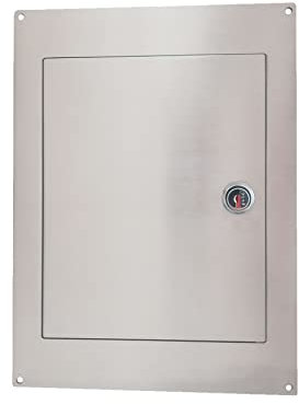 SPORTELLO PORTA PER RITIRO DELLA POSTA IN ACCIAIO INOX SATINATO - 380x280 MM - CHIUSURA A TAVELLINO CON CHIAVE INCLUSA