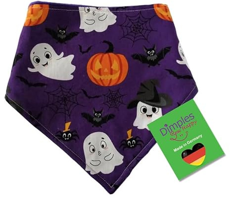 Dimples Hundehalstuch - Halloween Geister Gespenster lila - Halstuch, Bandana, Dreieckstuch für Hunde Welpen und Katzen - Tier Besitzer Geschenk - Handgemachtes Accessoire 35cm
