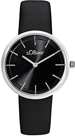 s.Oliver Armbanduhr Damen Quarzuhr Analog, mit Leder Armband, Wasserdicht, Kommt in Uhren Geschenk Box