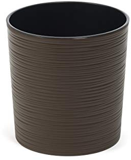 Tymar Pot de fleurs avec insert, jardinière en plastique, cache-pot, grand, forme ronde, aspect ciseau, pour intérieur et extérieur, jardin, balcon, terrasse, maison MADL001 (Marron, ø 30 cm)