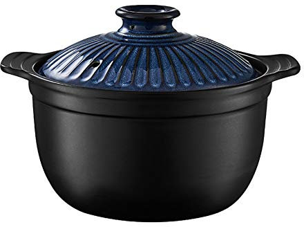 Casserole Dishes with Lids Ceramic Clay Pot 2.5L Binaural Casserole Dish With Blue Lid
