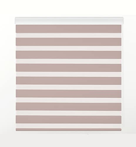 Estoralis | Sansa | Doppelrollo mit Weiss Kassette | Doppelter Stoff, Tag und Nacht | Farbe - Hell-Pink | 105 x 180 cm. (Breite/Höhe) Stoffgröße 102 x 175 cm. | Rollos für Fenster und Türen