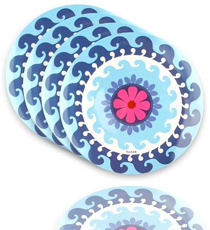 French Bull Plates - 4 Piece Set - 9 inch Melamine Salad Plates Set of 4 - Melamine Dinnerware for Indoor and Outdoor - Sus