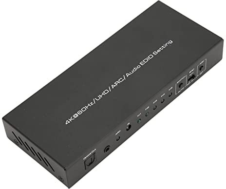 5x1 HDMI mit Audio Extractor, 18 Gbps 4K 5 in 1 Out HDMI Switcher HDMI Audio Converter mit Optischem und 3,5 Mm AUX Ausgang, Fernbedienung, HDR Unterstützung