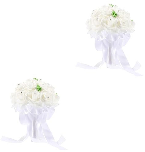 Garneck 2stücke Hochzeitsstrauß Mit Künstlichen Rosen Brautstrauß Aus Schaumstoffblüten Für Hochzeitsfeier Romantische Dekoration Für Anlässe Wie Hochzeit Verlobung Und Jubiläum