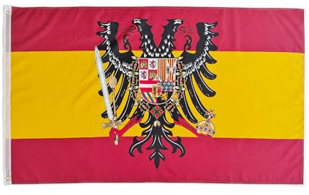Pandiui23 Spanien-Flagge mit Bikephala-Adler Bikephala Kreuz des heiligen Andreas, 150 x 90 cm, spanische Flagge Wappen Reich Karl I