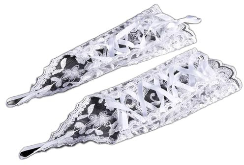 Qcwwy Brauthandschuhe aus Spitze Im Vintage-Stil – Elfenbeinweiß, Dekoration, Fingerlos, Hochzeits-Braut-Accessoire (WHITE)
