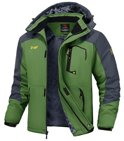 Rdruko Skijacke Herren Wasserdicht Winterjacke Snowboardjacke mit Kapuze | Winddicht Softshelljacke Fleece Warm Gefüttert Verdickt Wanderjacke Atmungsaktiv Outdoorjacke Funktionsjacke