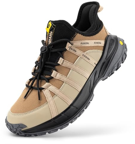 FitVille Mens Walking Hiking Shoes Extra Wide Trainers | Walking,Hiking,Breathable,Comfortable,Arch Support for Swollen Feet,Non Slip Athletic Sneakers,Outdoor,Trekking,Wide toe box